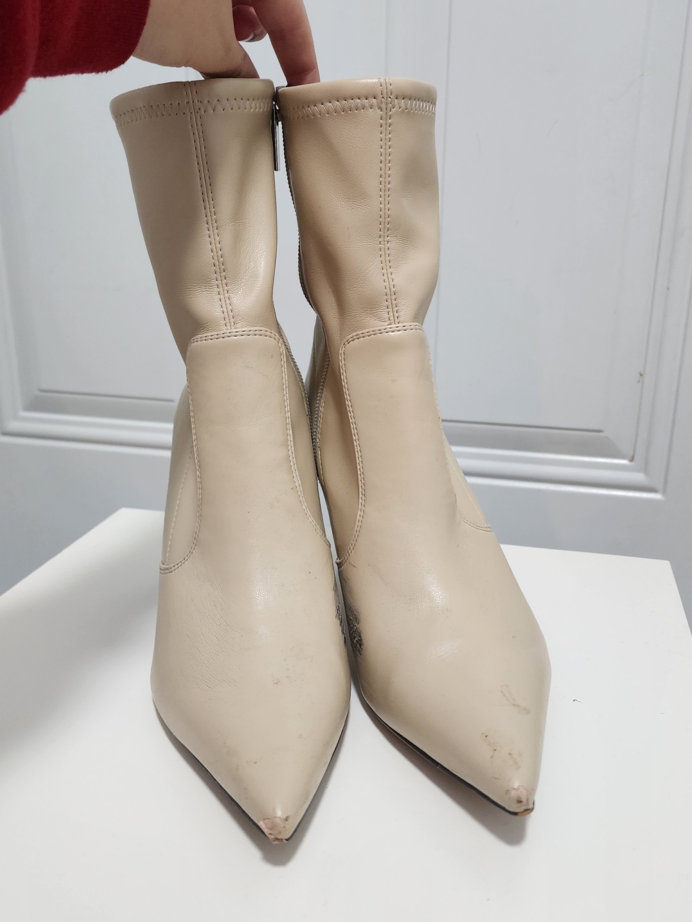 Women’s Beige Pointed Toe Mid-Calf Boots - FrancoSarto